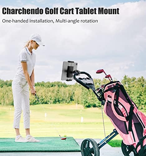 מחזיק טבליות לעגלת גולף, Charchendo [2 ב ​​1] טלפון סלולרי אוניברסלי עם אנטי שייק 360 ° מתכוונן לכיסא גלגלים,